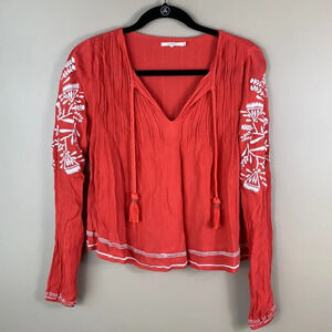 Tularosa red and white long sleeve blouse xs